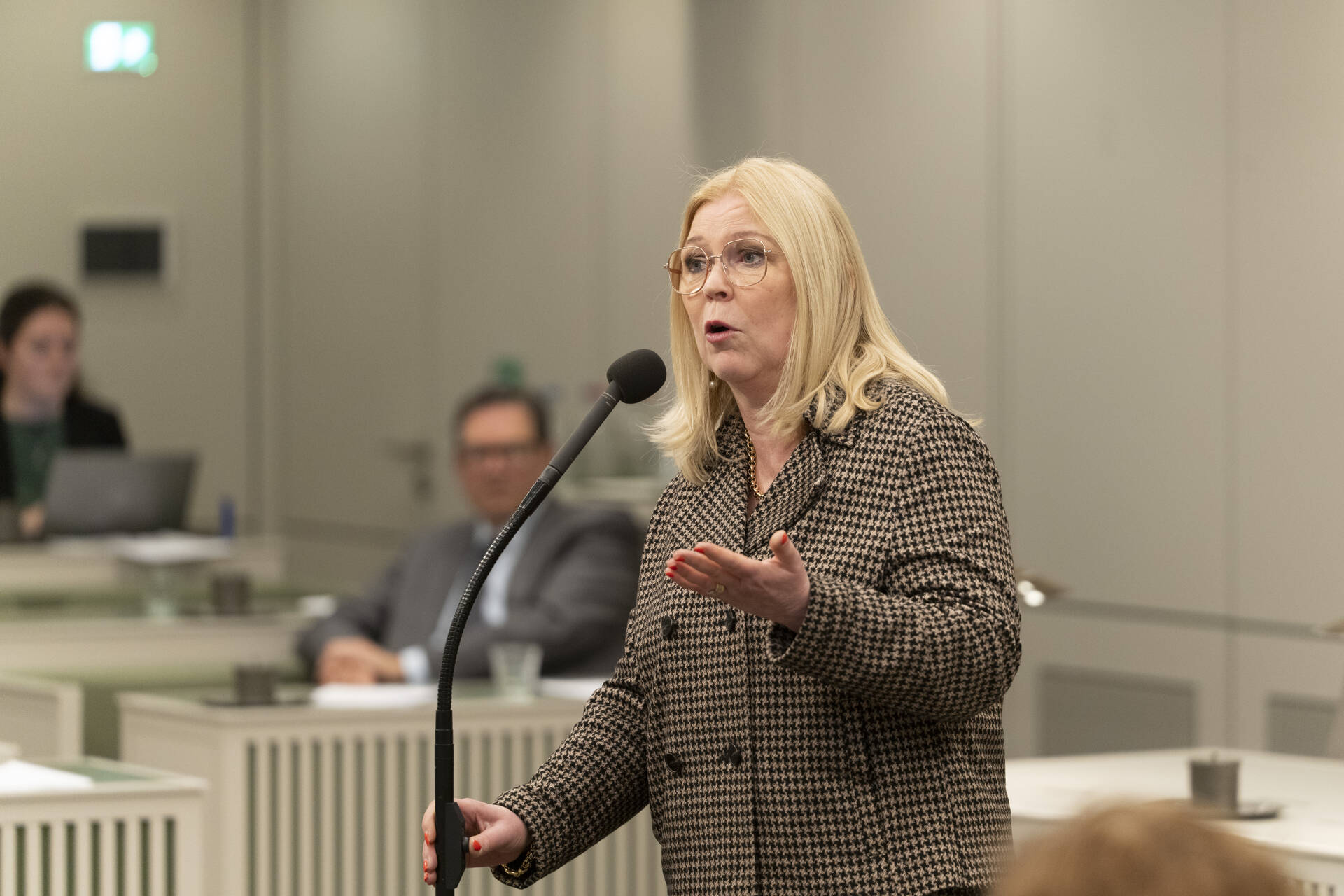 Senator Van Toorenburg (CDA) bij de interruptiemicrofoon