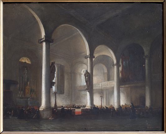 Schilderij van C.J Behr uit 1848 met het toenmalige interieur van de Hofkapel.
